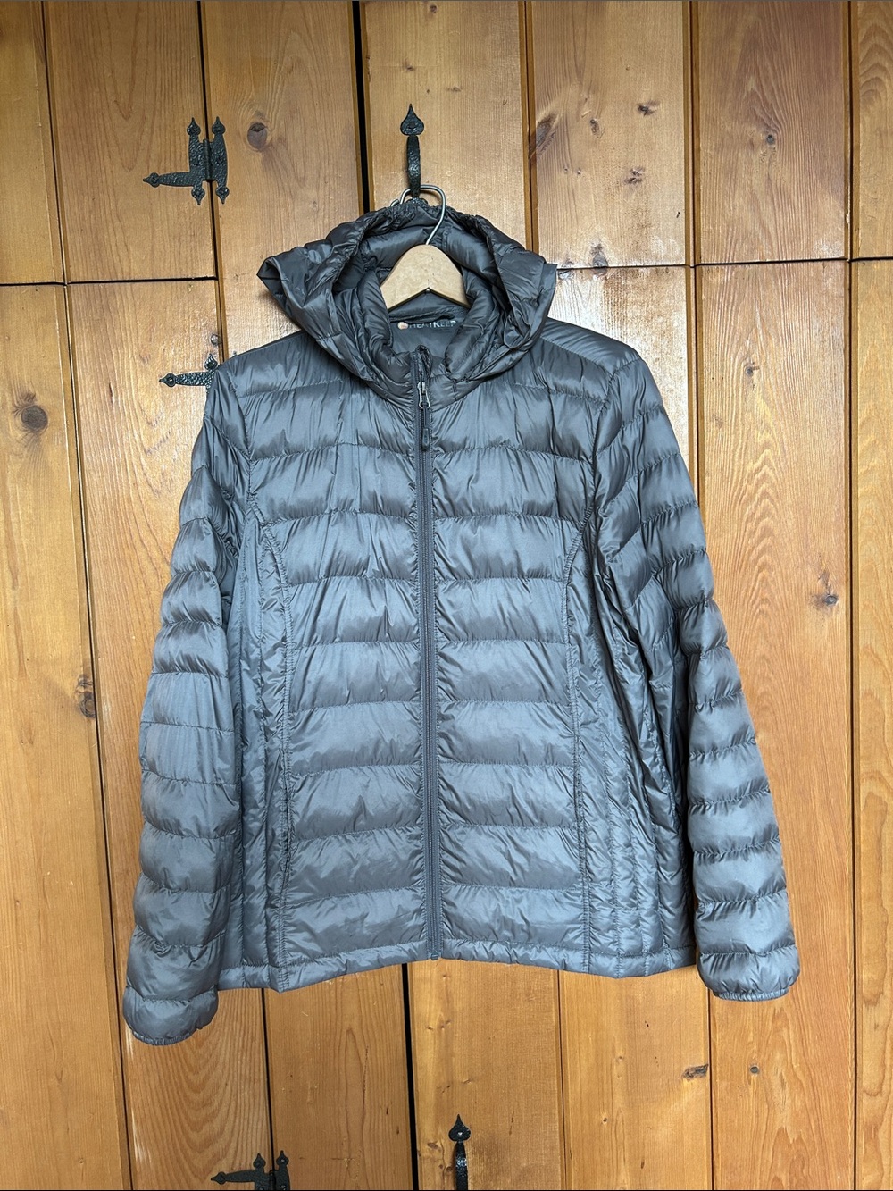 Packable Quilted Hooded Puffer Jacket - Steel Gray